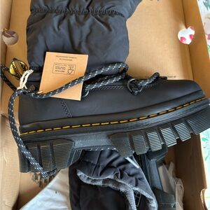 Dr. Martens Black Boots with Yellow Stitching and Lug Sole